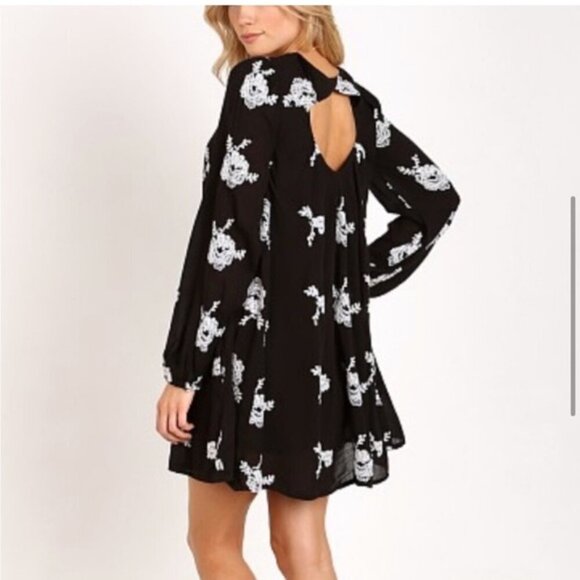 Free People Emma Dress Flare Crinkled Gauze Floral Keyhole Back - Picture 3 of 10